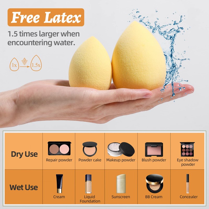 BS-MALL Makeup Sponge 7 Pcs blender sponge for Liquid, Cream,