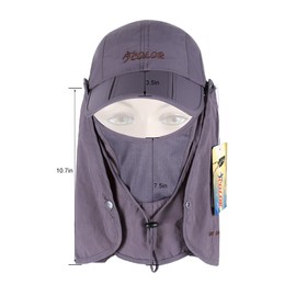 ICOLOR - Gorras solares con solapa y protección solar UV de 360°, gorra con pantalla solar de protección ultravioleta 50+, solapa protectora desmontable de cara y cuello para hombre y mujer, béisbol, viajes con mochila, ciclismo, senderismo, pesca, jardi