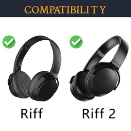 SOULWIT Earpads Replacement for Skullcandy Riff, Riff2 Wired/Wireless On-Ear Headphones, Ear Pads Cushions with Softer Leather, Noise Isolation Foam (Black)