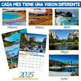 Calendario de pared 2025, Calendario de pared de enero a diciembre de 2025, Calendarios de pared apaisados con planificador mensual, Calendarios de pared con papel grueso brillante para el hogar y la oficina