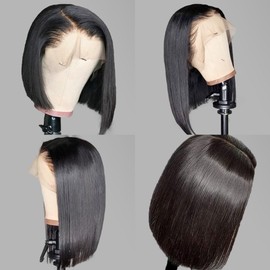 Natural Brazilian Wig 13x4cm Lace Front Bob Wig Human Hair Straight Brazilian Human Hair Natural Straight Bob with Lace Front 16 Inch