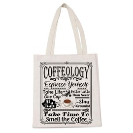 Coffee Lover Gift Caffeine Latte Coffeology Espresso Youself Shopping Bag Women Christmas Birthday Travel Tote Bag (Coffeology Espresso Youself)
