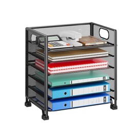 Simple Trending Organizador de papel de 6 niveles para escritorio, bandeja de cartas y soporte para archivos con asa, estante de documentos de escrito