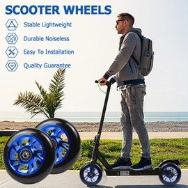 Stunt Scooter Wheels, Pack of 2 100 mm Scooter Replacement Wheels, Scooter Wheels 100 x 24 mm, with Aluminium Alloy Rims and Anti-Lock Bearings, Suitable for All Sorts of Scooters