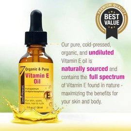NUEVO aceite de vitamina E ultrapuro, 75 000 UI, D-alfa-tocoferol de espectro completo, 1 onza líquida, aceite de vitamina E 100% orgánico para piel, 