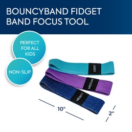 Bouncyband Fidget Band Focus Tool – Soft Stretch Bands Increase Concentration and Give Kids of Any Age an Outlet for Excess Energy – Ideal for The Classroom or at Home – 10” x 2” Sensory Tool Bands