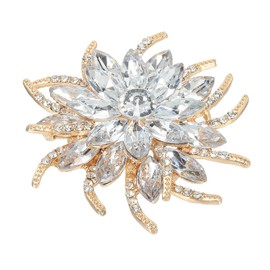 PATIKIL Rhinestone Flower Brooch Pin, Vintage Crystal Flower Lapel Pin for Women Wedding Party Birthday Dance Banquet Dress Clothes Hat Bag Decoration, White