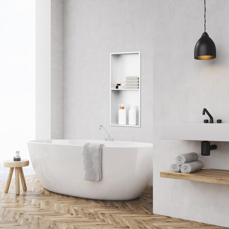 BATHLAVISH Stainless Steel Shower Niche 24" X 12" No Tile