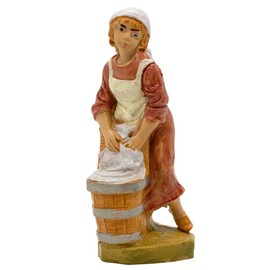 VILLAGE GIFT IMPORTERS Nativity Villager Washing Laundry | 3.95" Tall Figurine for Bethlehem Manger Scene | Indoor Table Top Statue for Christmas Holiday Creche | Made in Italy