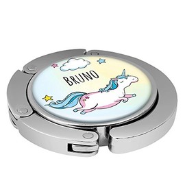 Taschenhalter Dickes Fliegendes Einhorn Personalisiert mit Namen Bruno printplanet Chrom