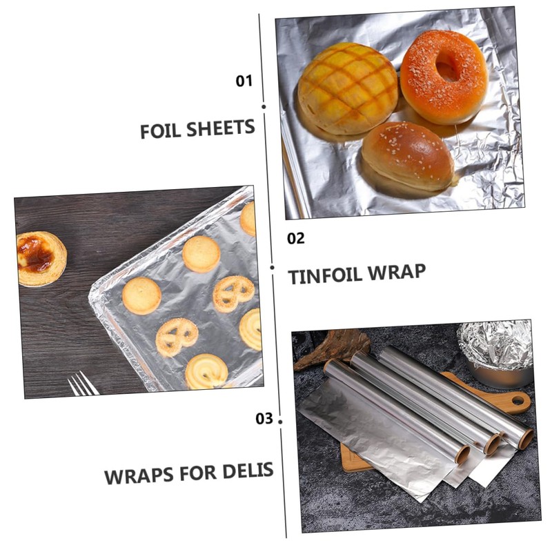 Ipetboom 4 Rolls Aluminum Foil Wrap High Temperature Resistant Kitchen