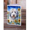 Caroline's Treasures Old English Sheepdog in Sunflowers Greeting Cards Pack