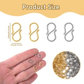 ASUNFO 100 Pcs Necklace Shortener Clasp S-Hook Stainless Steel Jewelry Repair Kit Connectors for Necklaces Bracelet Thin Chain Jewelry Making DIY
