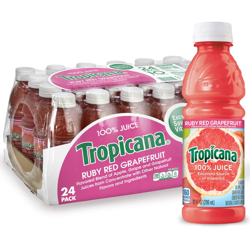 Tropicana Ruby Red Grapefruit Juice, 10 Ounce (Pack of 24)