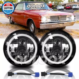 QULOOX 1964-1976 For Dodge Dart Classic Car 2PCS 7" Led Round Headlight Hi-Lo Sealed H4