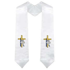 Piecatle Christening Stoles with Cross Shell & Candle Embroidery for Kids, 32"