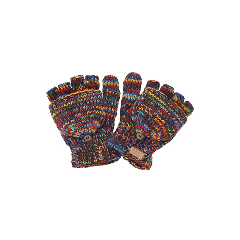 GURU SHOP Nepal Hand Knitted Gloves, Folding Gloves, Wool Gloves
