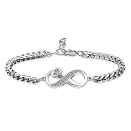 shajwo Infinity Heart Cremation Urn Bracelet for Ashes Jewelry for Women Girls Cremation Link Memorial Bracelet,Silver