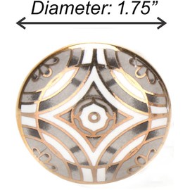 Perilla Home Set of 6 Knob (Ceramic with 24 K Gold) Decorative Knobs for Home Kitchen Cabinet Hardware Cupboard Door Dresser Wardrobe and Drawer Pulls (Marigold Black)