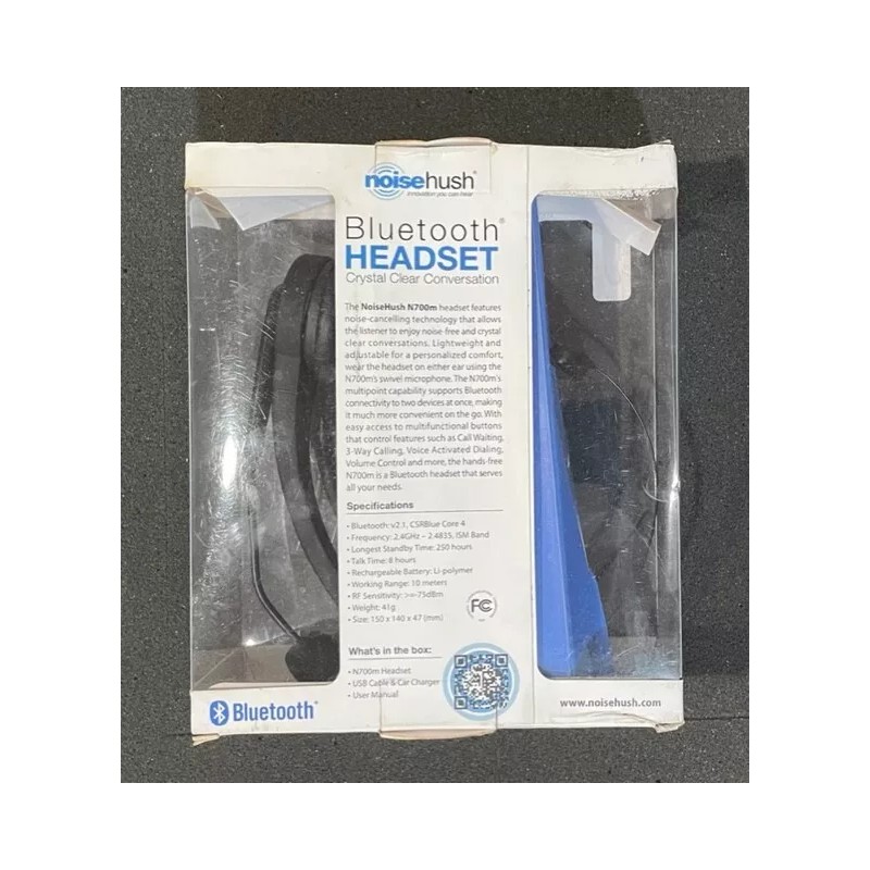 NoiseHush N700M Bluetooth Single Ear Headset & Mic - Black