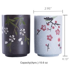 WHJY Juego de 2 tazas de té de cerámica sin mango, estilo chino/japonés de transición de 10 onzas