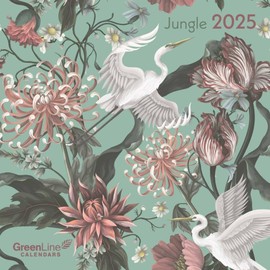 GreenLine - Jungle 2025 Brochure Calendar, 30 x 30 cm, Wall Calendar with High-Quality Paper, Space for Notes, International Holidays and Decorative Cord
