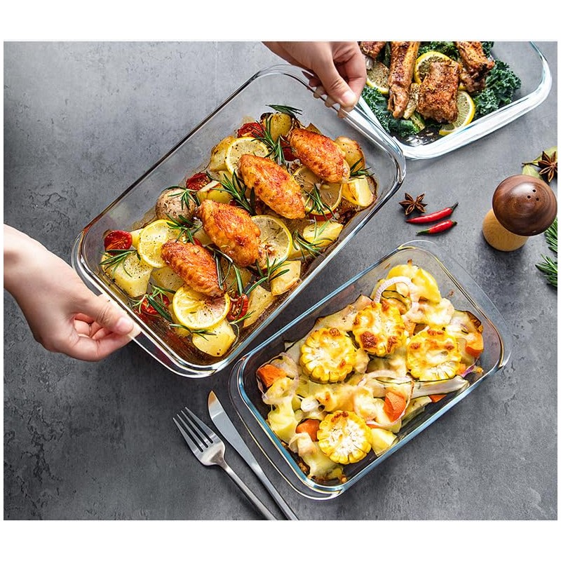 1.5-Quart Tempered Glass Oblong Baking Dishes, Set of 2