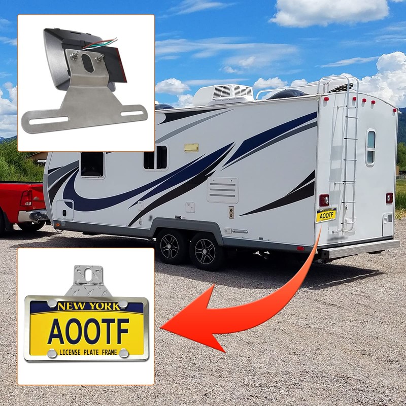 Aootf Trailer License Plate Bracket Holder- Truck/RVs/Boats Aluminum Car Tag