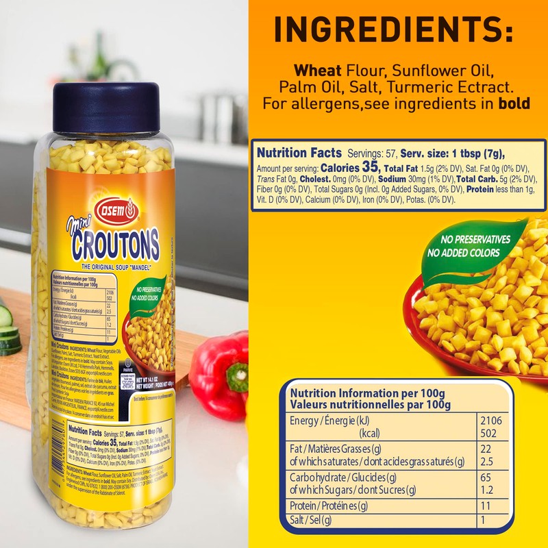 Osem Mini Croutons, Original Mini Mandel, 14.1 Oz (6 Pack)