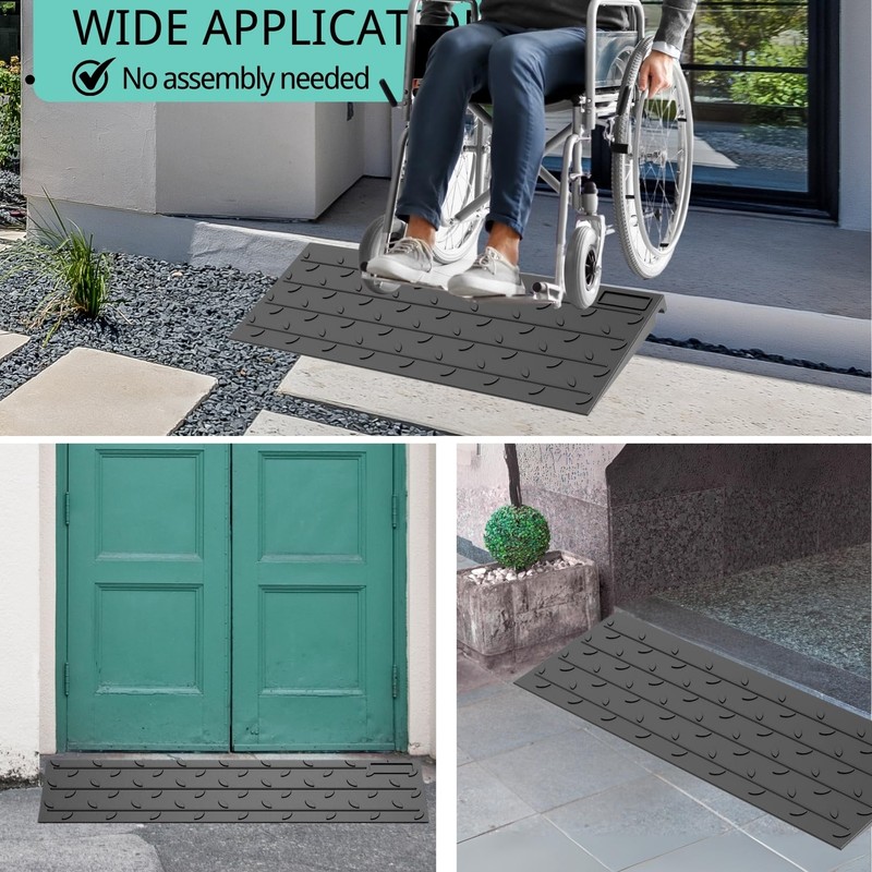 BESEA 1" inch Threshold Ramp Rubber Wheelchair Ramp, No-Slip Surface