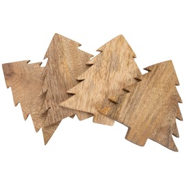 Mary Square Natural Brown Christmas Tree 3.5 x 5 Ceramic Christmas Coasters Set of 4
