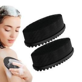 SSX-KJ 2 pcs Cepillo de Baño de Silicona,Cepillo Corporal de Silicona,Utilizado para Bañarse,Durable y Fácil de Limpiar,Masajes y Exfoliación de la Piel,Adecuado para Masaje en Baño,Negro+Negro