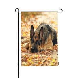 HGOD DESIGNS German Shepherd Dog Garden Flags for Outside Autumn Leaves Yellow Foliage Pet Beautiful Park Small Yard Flag Farmhouse Yard Outdoor Decoration 12.5X18 Inch