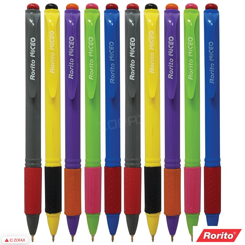 rorito 10 x 0.7mm Tip Niceo BLUE Retractable Ballpoint Pens