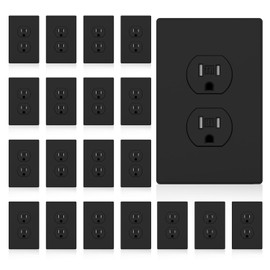 ELEGRP 15 Amp 125V Duplex Receptacle Outlets, Standard Electrical Wall Outlet, TR Tamper Resistant, Self-Grounding, Residential Grade, Mid Outlet Covers Included, UL Listed, Matte Black, 20 Pack