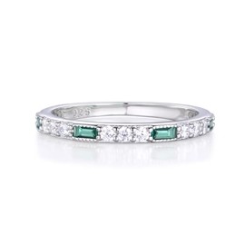 Ladies Eternity Ring 925 Sterling Silver White Sapphire Emerald Eternity Ring Sizes K to U (S)