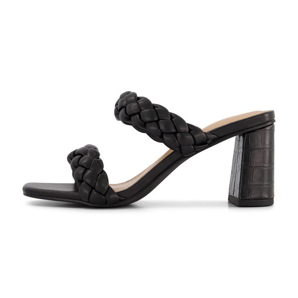 Dunes + CUSHIONAIRE Technology Women's Iris braided Heel Sandal +Memory Foam, Black 9