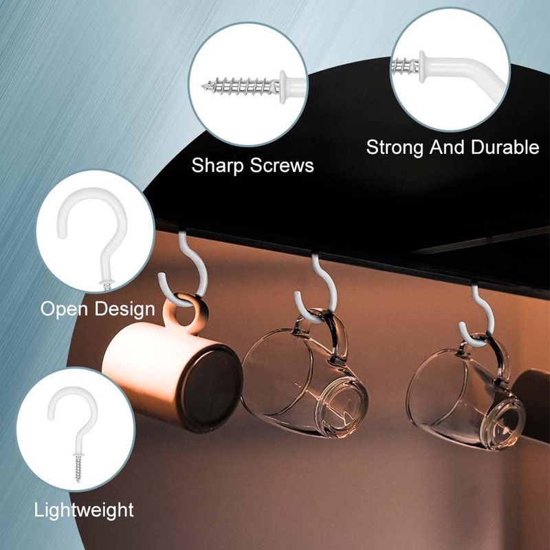 vsshe 14PCS 2Inch Screw-in Wall Hooks, Black Plastic Coated Cup