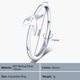 VIKILEE Women's Rings Sterling Silver S925 Rings Thousand Paper Cranes Zirconia Adjustable Size For Girlfriend Fiancée Engagement Rings, Silver