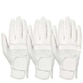 3 Mens All Weather Full Palm Cabretta Golf Gloves (Right) (Large)