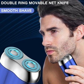 2025 New Model Mini Dual-Head Electric Shaver, Electric Mini Portable Razor, Pocket Size Washable Double Head Razor, Rechargeable Waterproof Compact Electric Shaver for Home, Car, Travel (Blue)