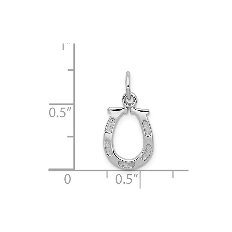 14k White Gold Solid Polished Horseshoe Pendant