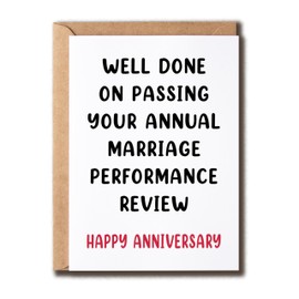 KPLDESIGNS Well Done On Passing Your Annual Marriage Performance Review - Funny Anniversary Card - Love Card - Card For Him Her - Card For Husband Wife