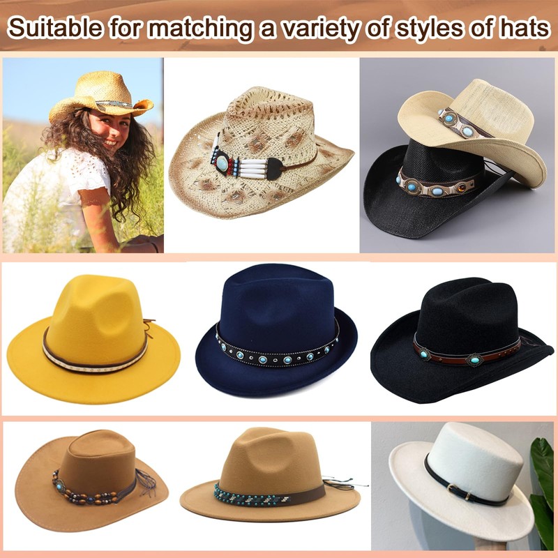 NiceYnn 8/10/12pcs Replacement Hat Band Western Cowboy Hat Bands for