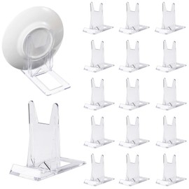 Xerteam 16 Pcs Clear Acrylic Plate Stands, Clear Display Stand Adjustable for angle, Photo Holders for Tables, Menu Holder Display Stands for Plates, Photos, Place Cards, Books Pictures Display