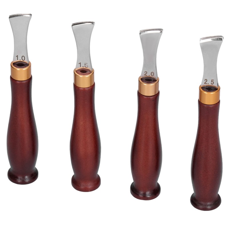 4pcs Leather Edgers Sharp Professional Trimming Working Kit with Wooden