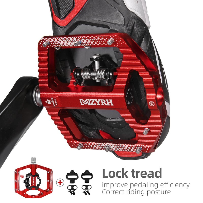 MZYRH MTB Mountain Bike Pedals 3 Bearing Flat Platform Compatible