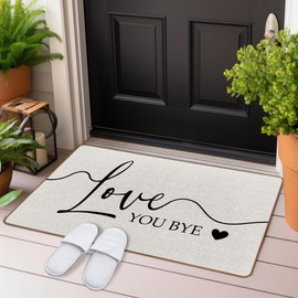 WTOGQ Love You Bye Door Mat, Love You Bye Sign, Funny Modern Welcome Mat, Express Love and Warmth Front Door Mat Indoor Outside Entrance, Romantic Decor, Housewarming Gifts New Home 17X29 Inch