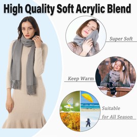 TwoYek Womens Gifts Pashmina Shawl Wrap Scarf Soft Large Stole Birthday Christmas Elegant Gift Ideas for Women Ladies Gray Grey