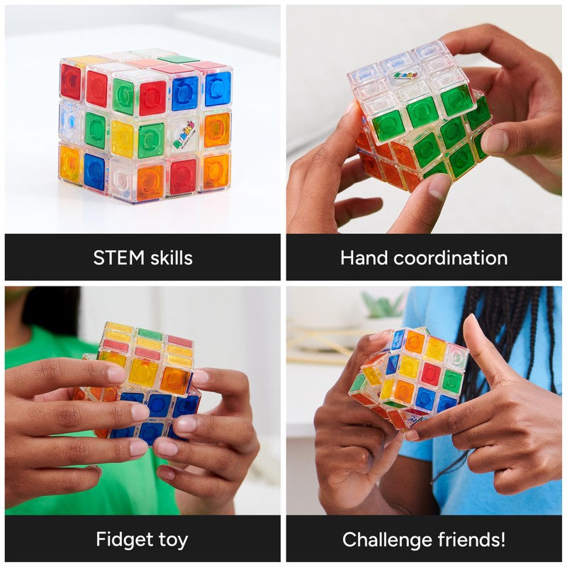 Rubik’s Cube, Crystal Cube, Transparent 3x3 Color-Matching Puzzle Game, Problem-Solving